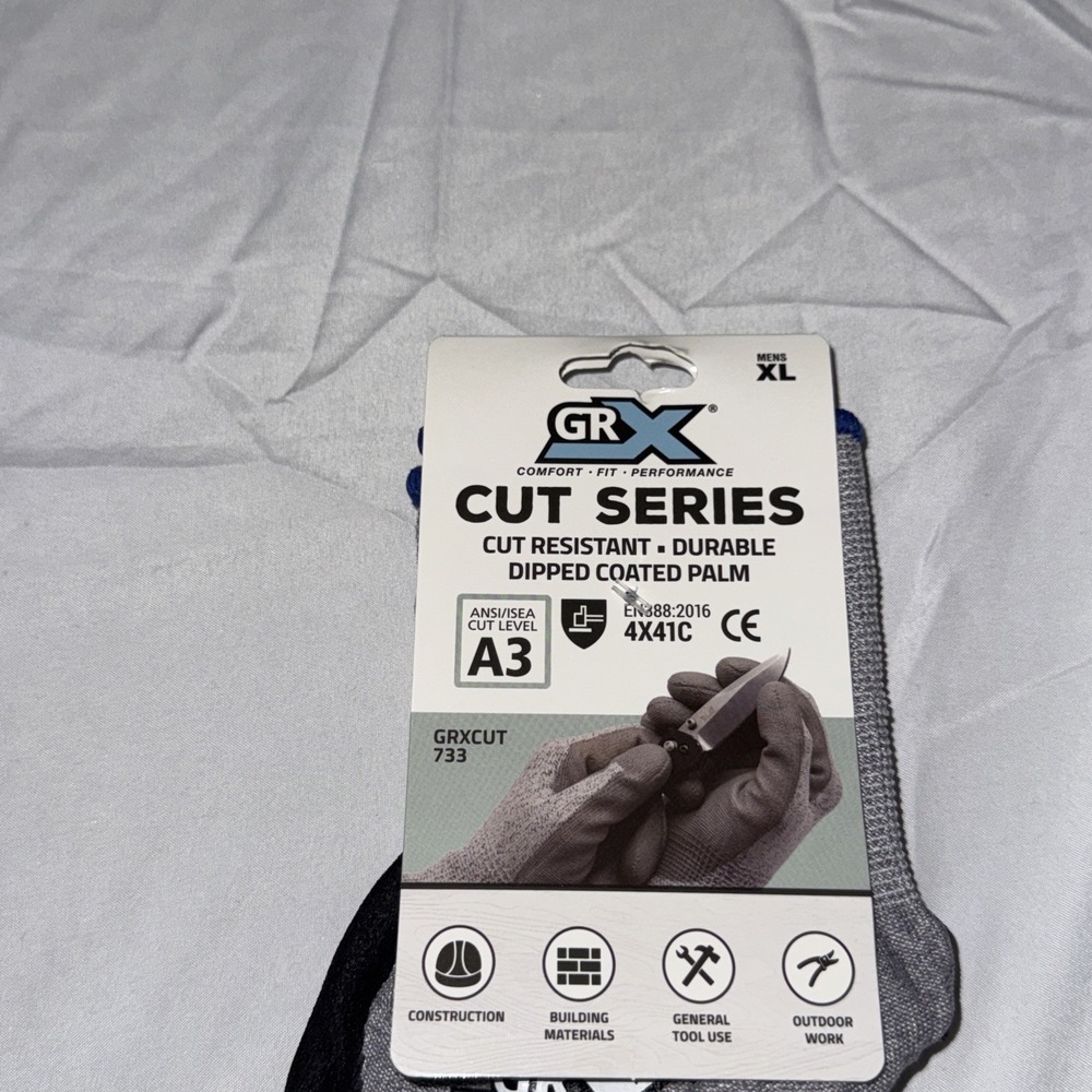 GRX Cut Series Work Gloves 10 Pairs Mens XL A3 Cut Resistant Dipped Palm 733XL - Picture 4 of 5